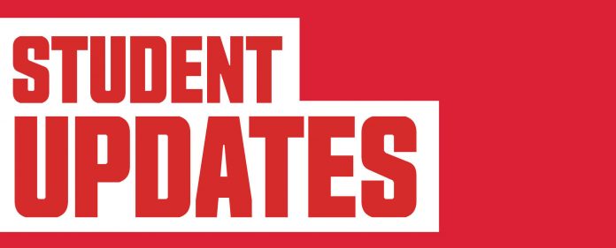 "Student Updates" text in SFU red