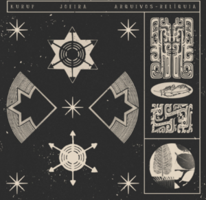 White occult-like symbols, split into three panels, on a matte black background