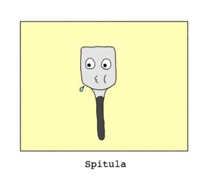 a spatula spitting labeled "spatula"
