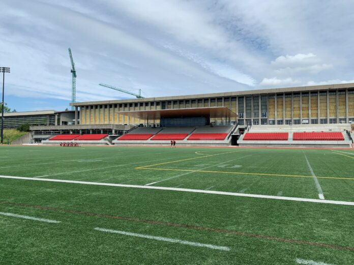 1622762373846 Photo of the Terry Fox Field at SFU with the Lorne Davis Centre in the background.