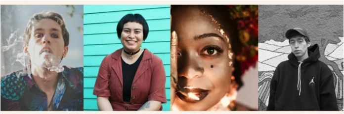 Portrait shot collage of, from left to right, Tawahum Bige, Tin Lorica, Jillian Christmas, and Justin Percival