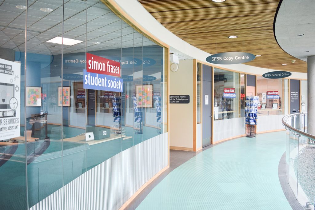 Simon Fraser Student Society office in Maggie Benston Centre.