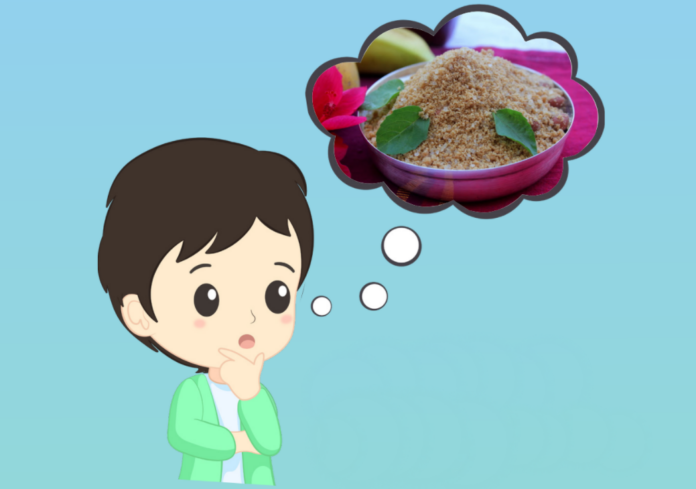 Person in thinking pose with a thought bubble overhead featuring a photo of choori