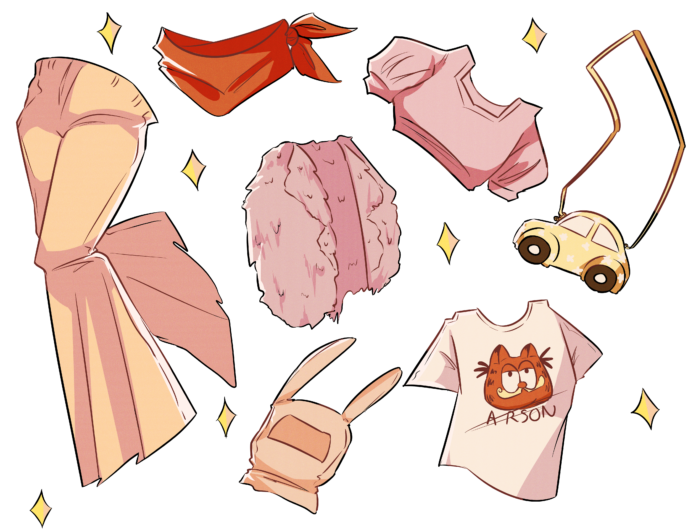 Various articles of odd clothing