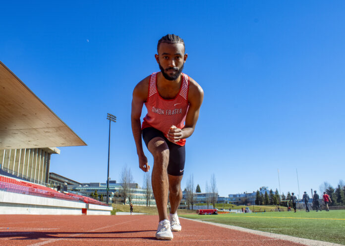 kirubel_bogale Kirubel Bogale in his starting position on the SFU track.