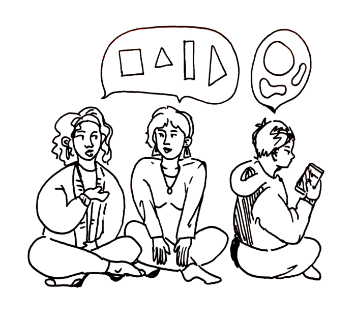 MenpartofFemaleconverstaion _Angela_Shenweek12 Man distracted from women talking