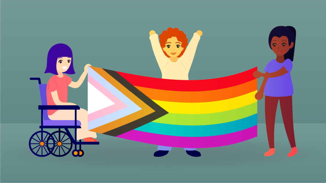 WEB-AlyssaUmbal_Latinx multiple people holding up the progress pride flag