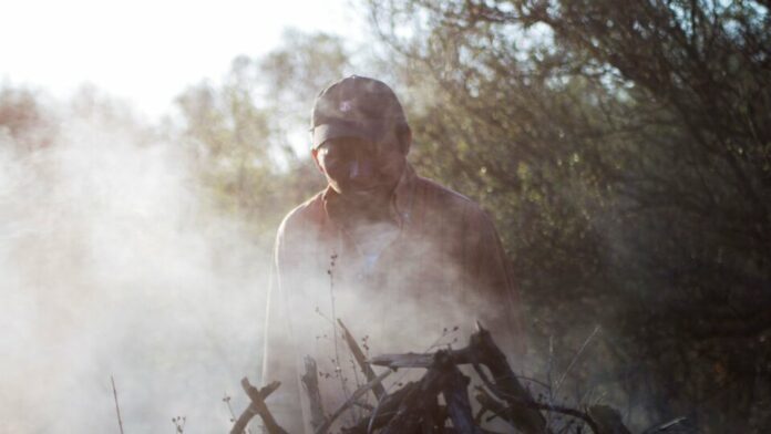 bajo la corteza Man in a smokey forest