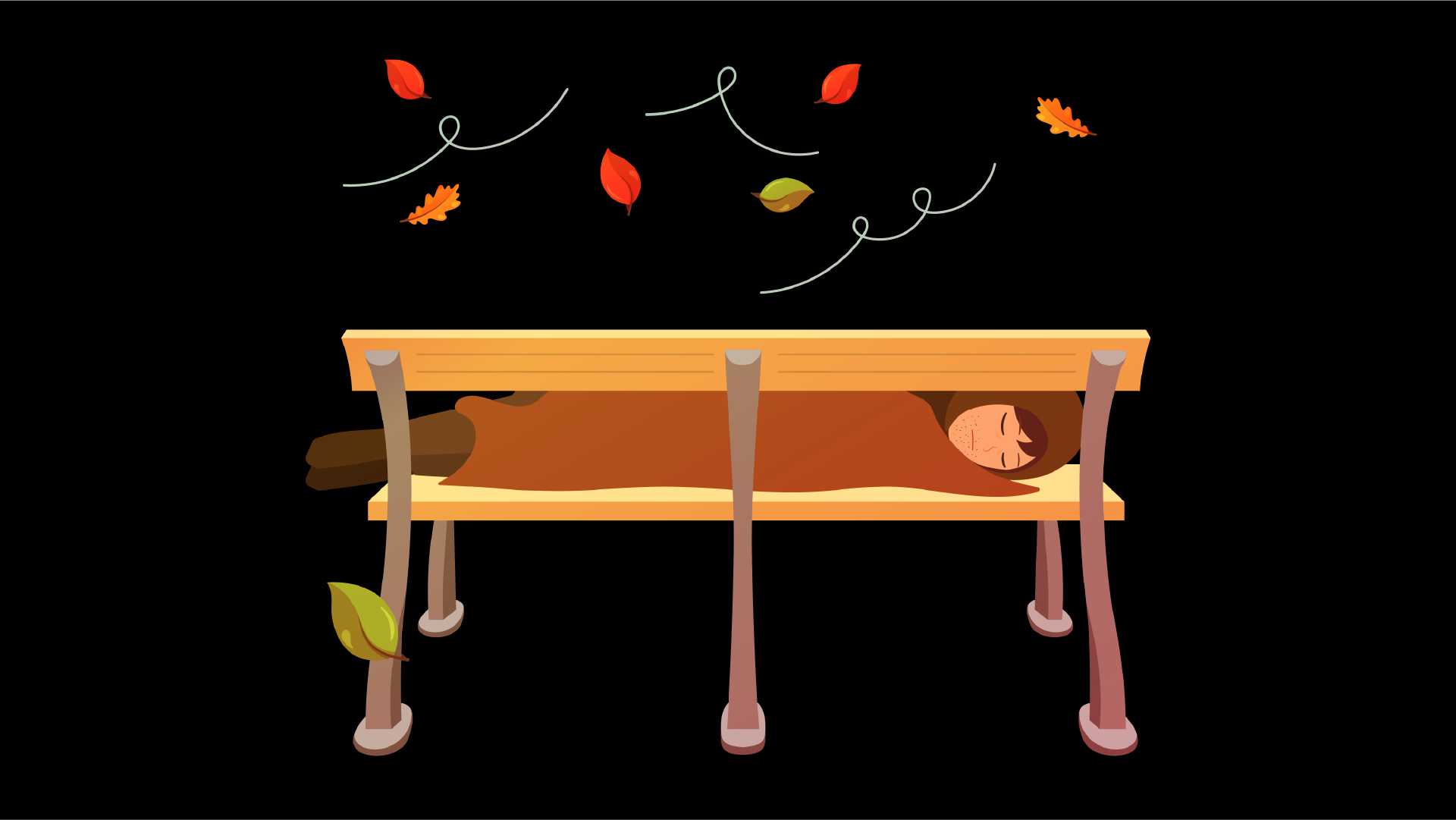 illustration of a person sleeping on a bench