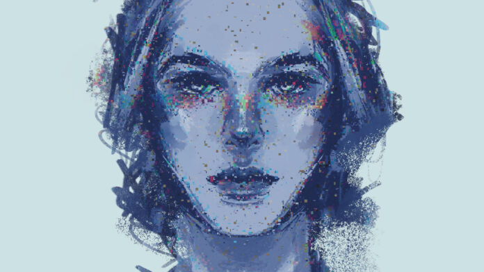 pixelated sketchy illustration of a face