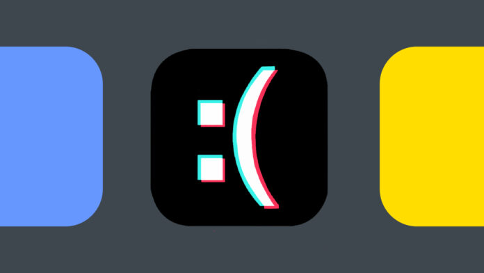text style sad face in tik tok logo colours