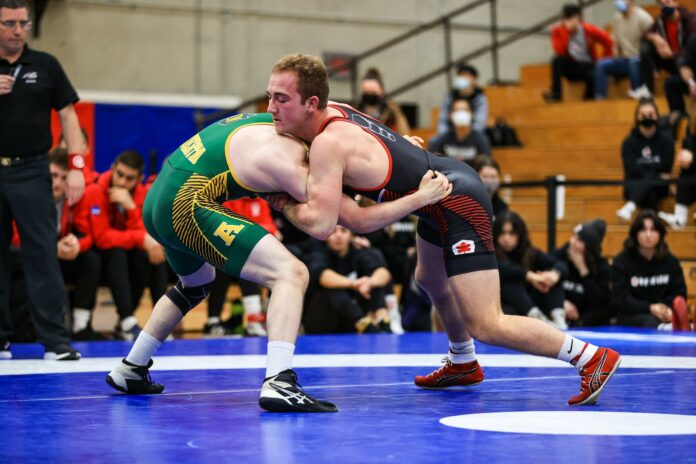 This week at SFU An SFU wrestling athlete captured in a body lock versus an opponent.