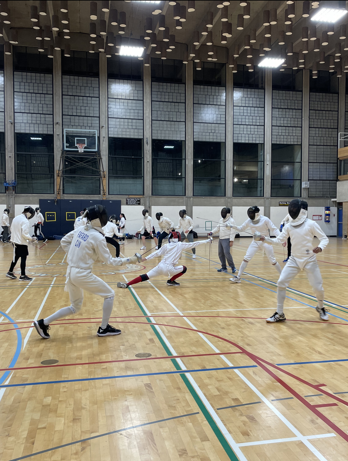 a photo of an SFU fencing practice.