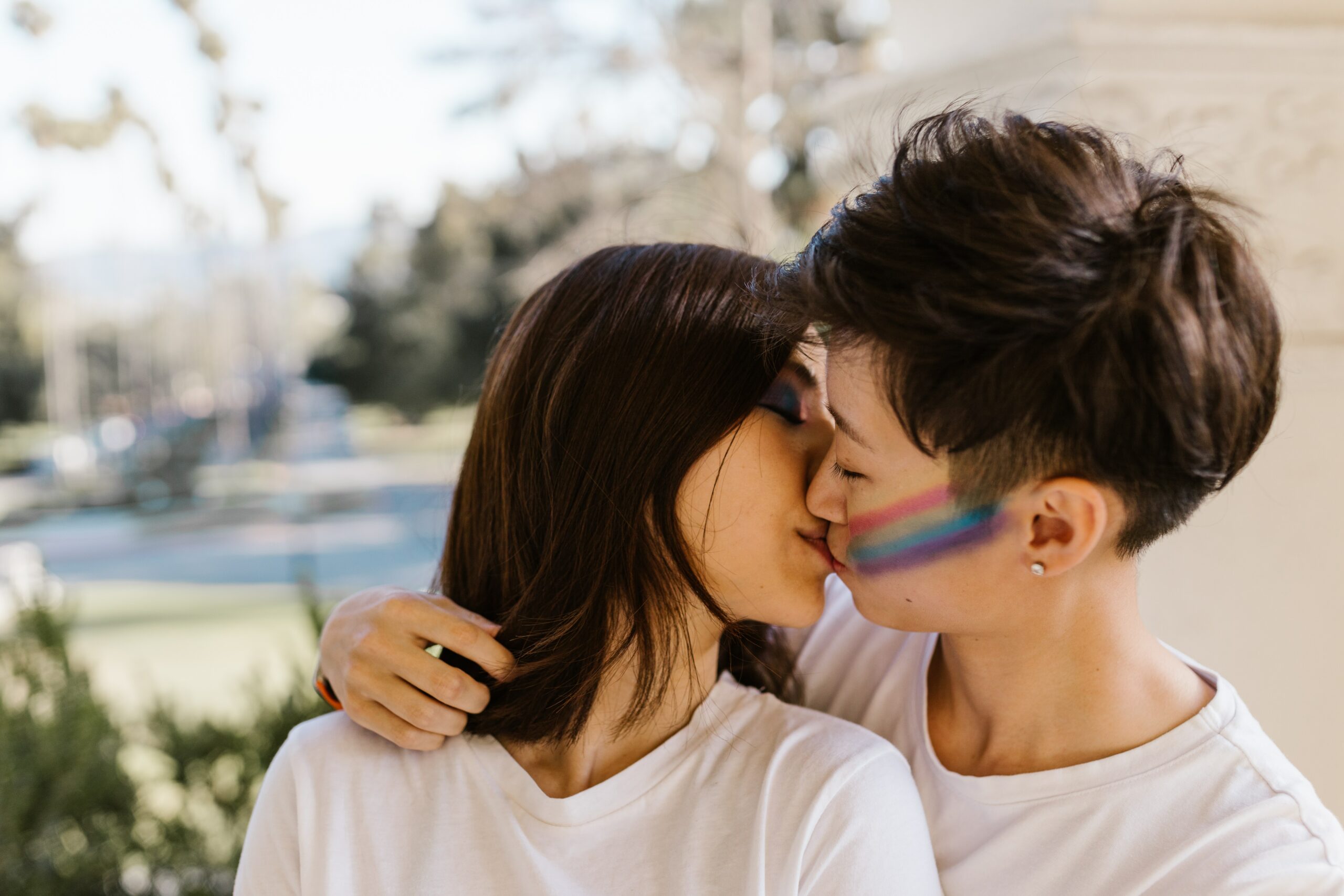 This is a photo of two people kissing.