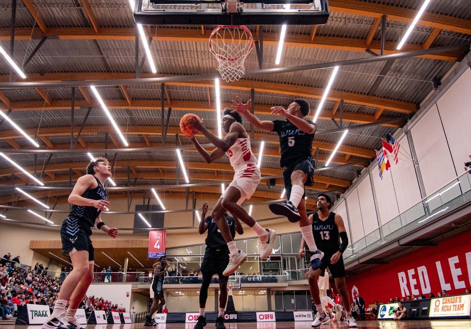 action shot from the SFU men’s basketball game.