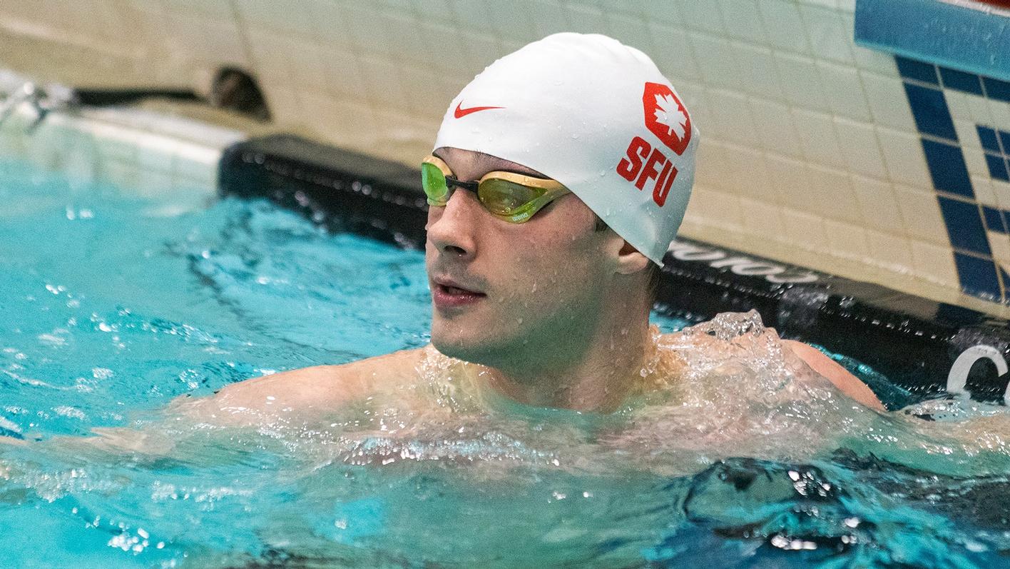 photo of an SFU swimmer in the water.