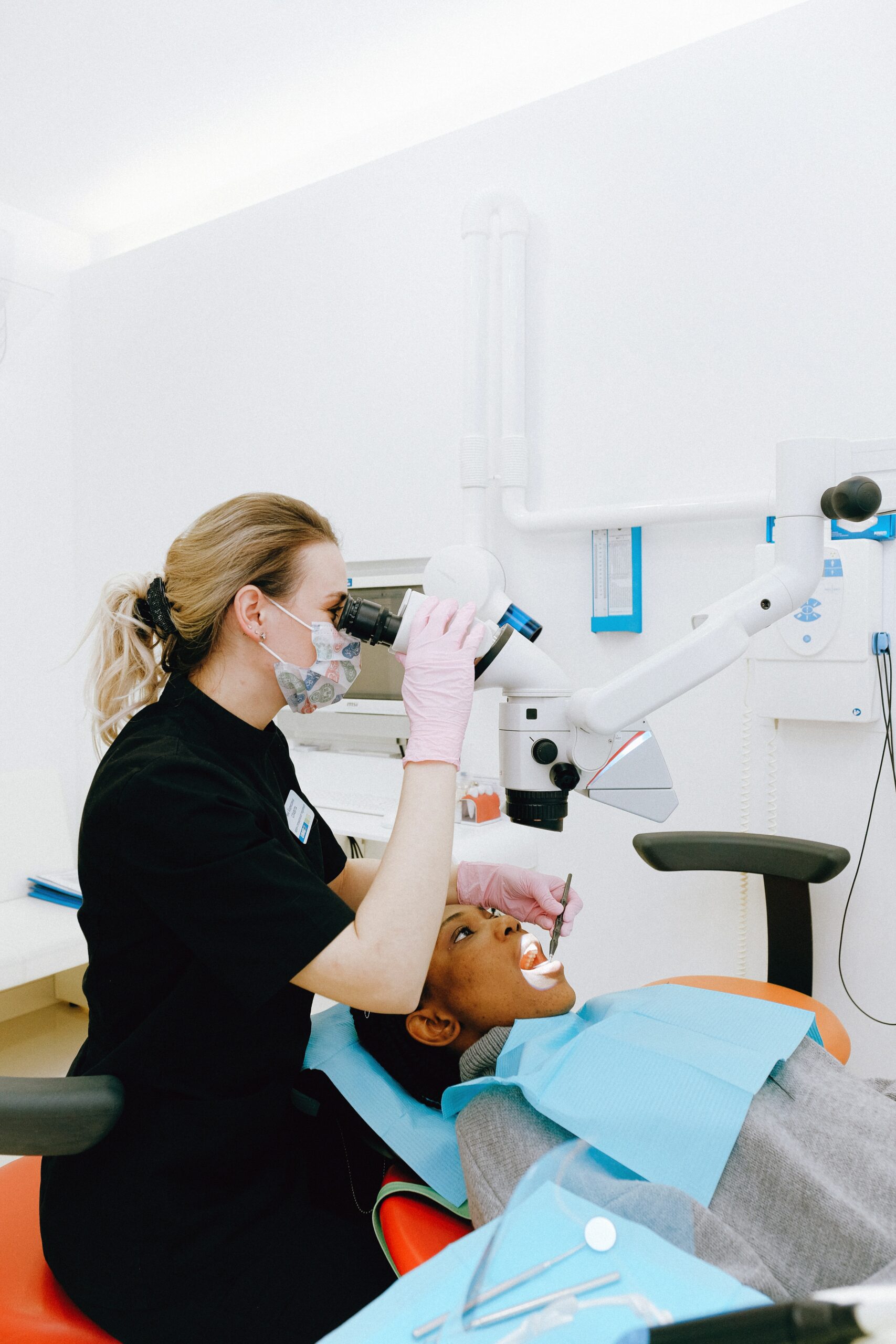 Patient receiving a dental check-up