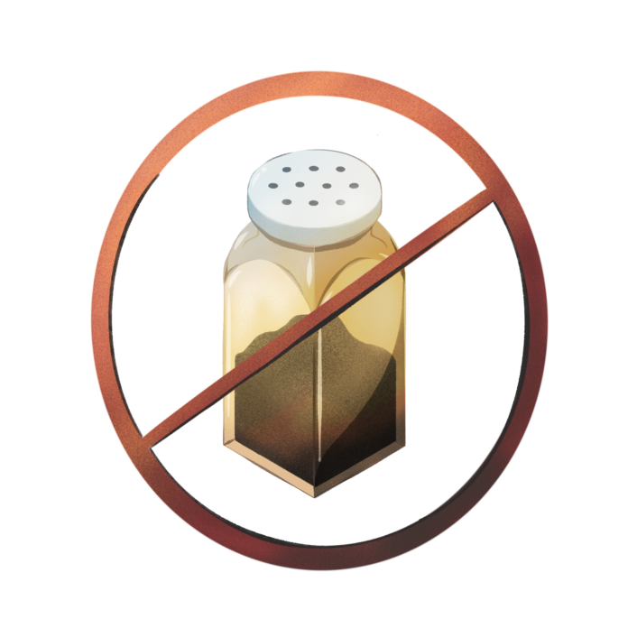AlyssaUmbal_spicetolerance Black pepper shaker with a “no” sign.