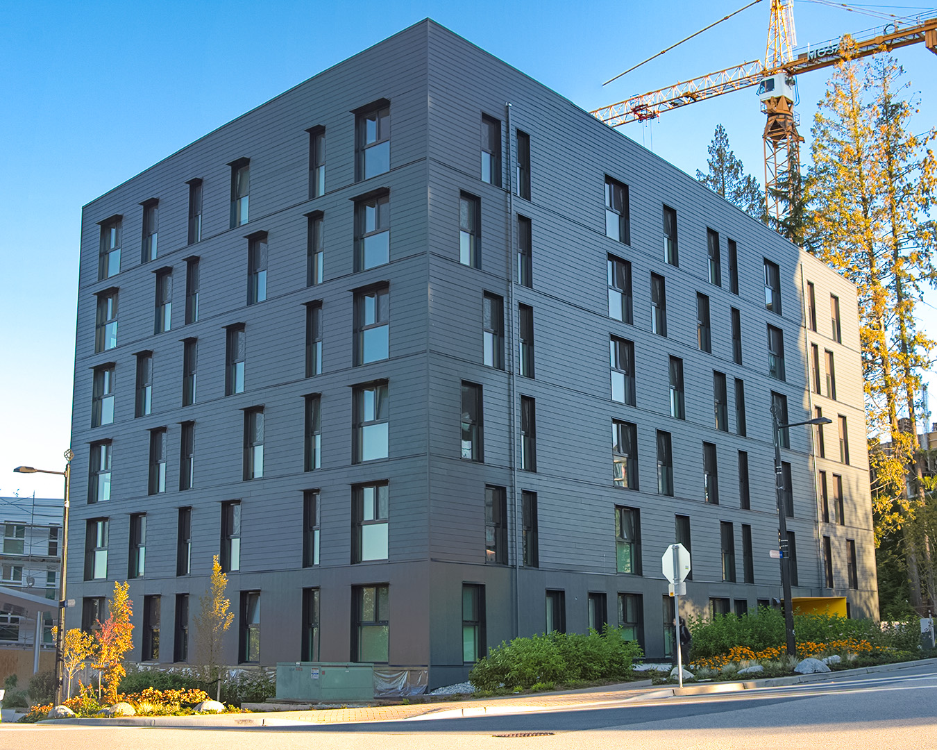 This is a picture of the outside of a residency building at the SFU Burnaby campus.