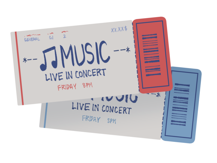 A pair of music concert tickets