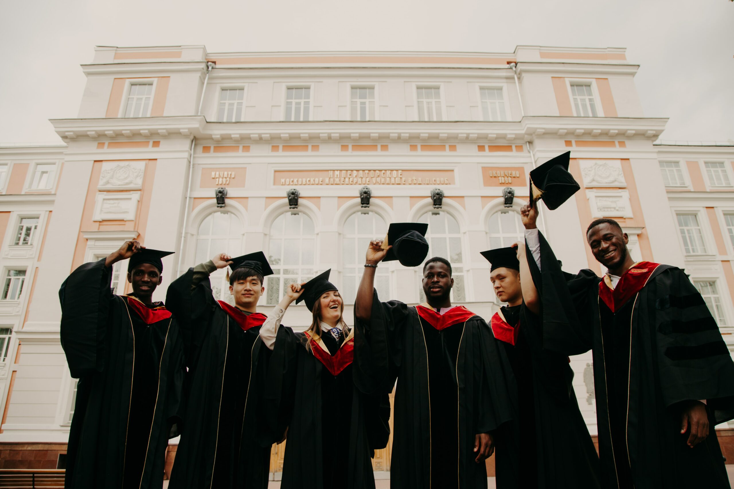 A group of graduates in their graduation gowns