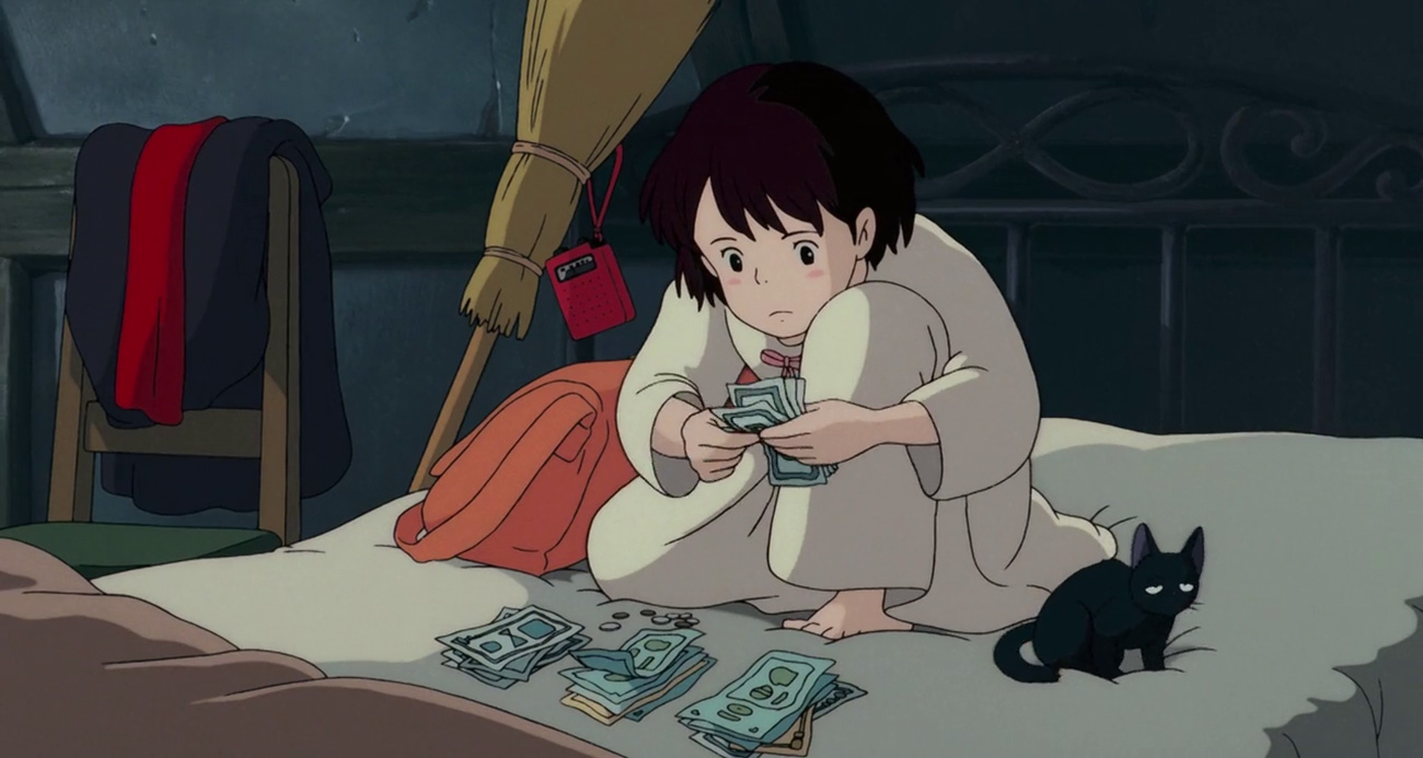 Kiki from Kiki’s Delivery Service, counting money