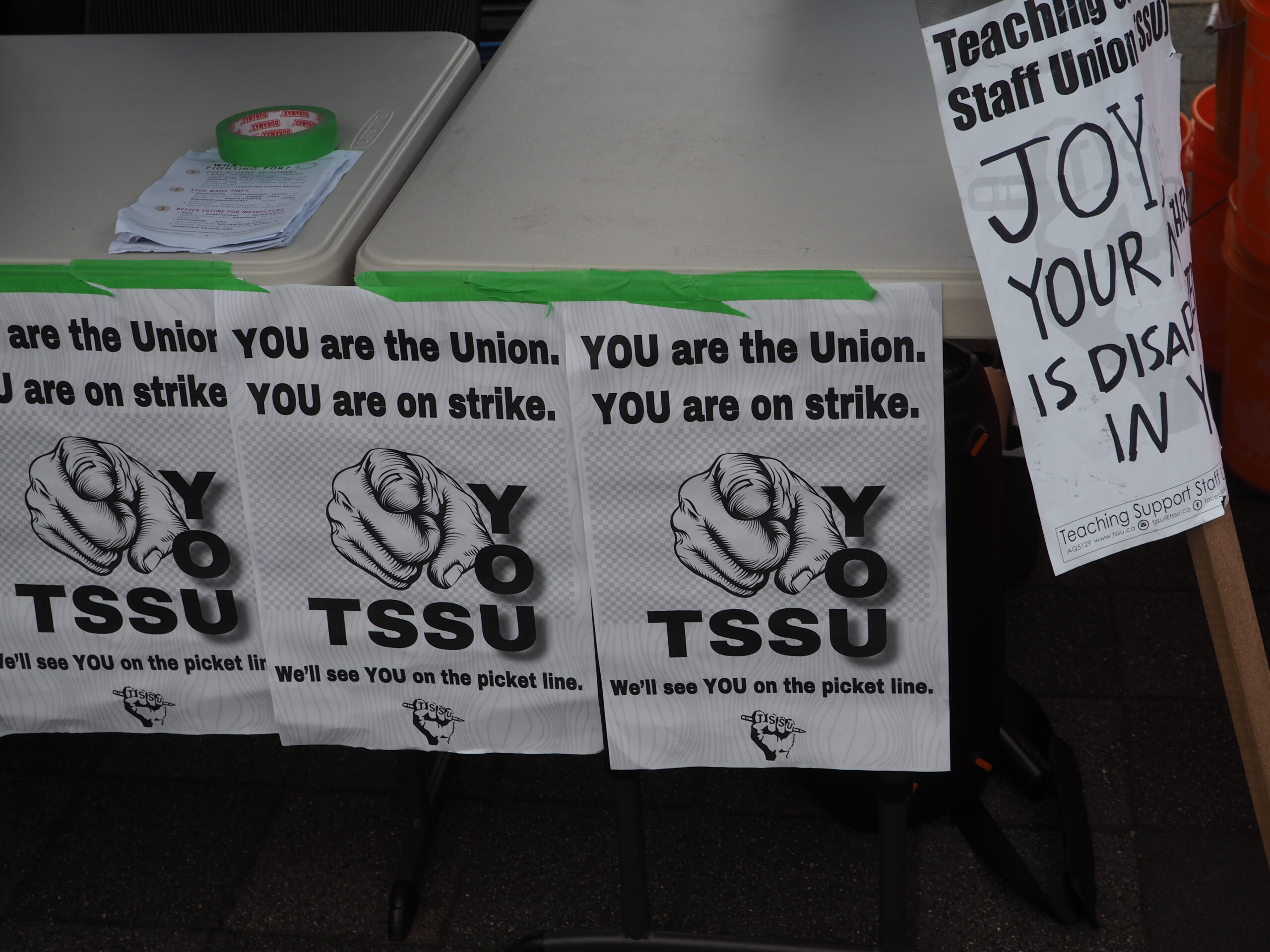 TSSU posters which read: You are the union. You are on strike. We’ll see you on the picket line.