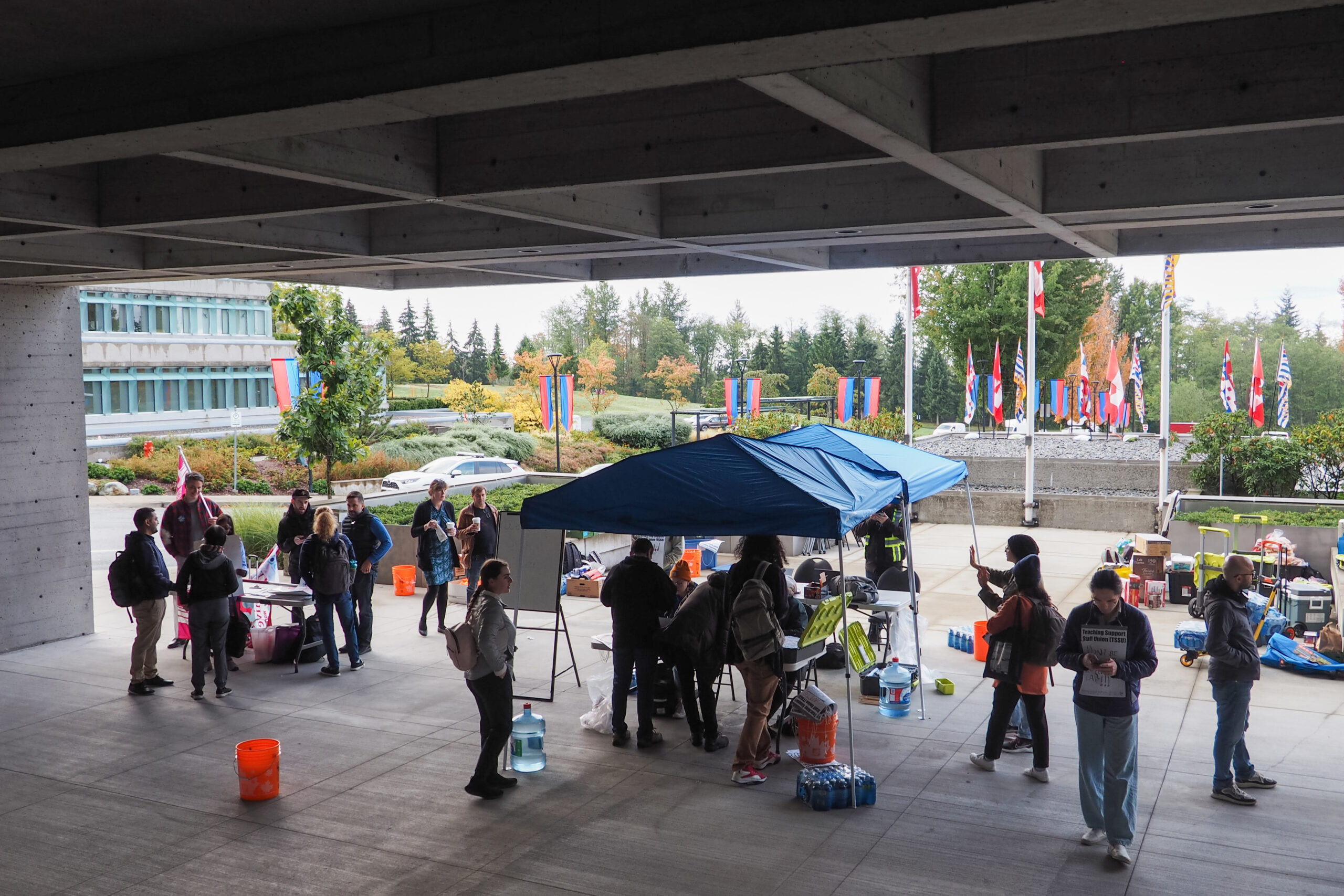 TSSU picket line at SFU Burnaby campus.