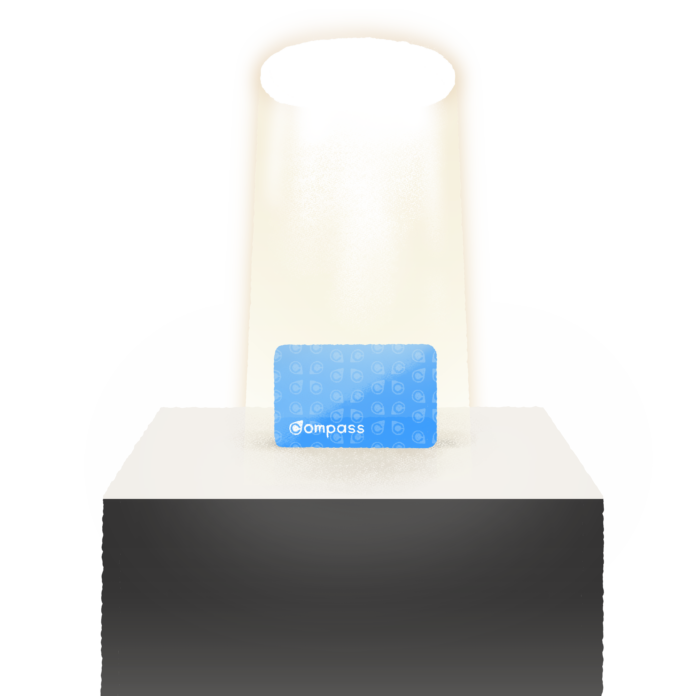 JillBaccay-CompassCard U-Pass on a pedestal