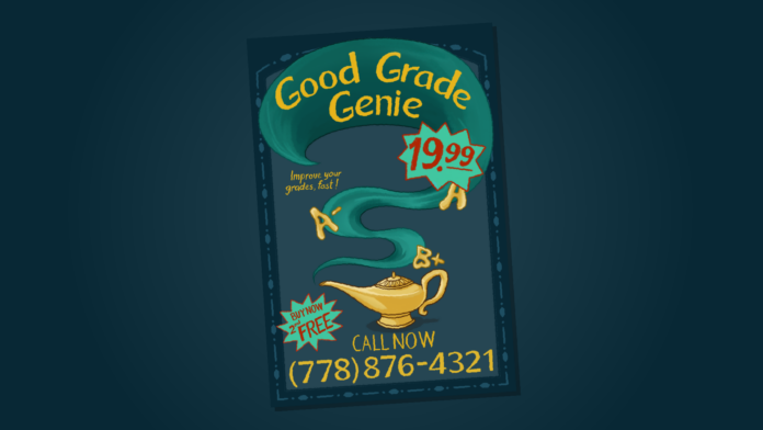 WEB-KristinLee_GPAGenie Poster advertising the services of a Good Grade Genie for $19.99.