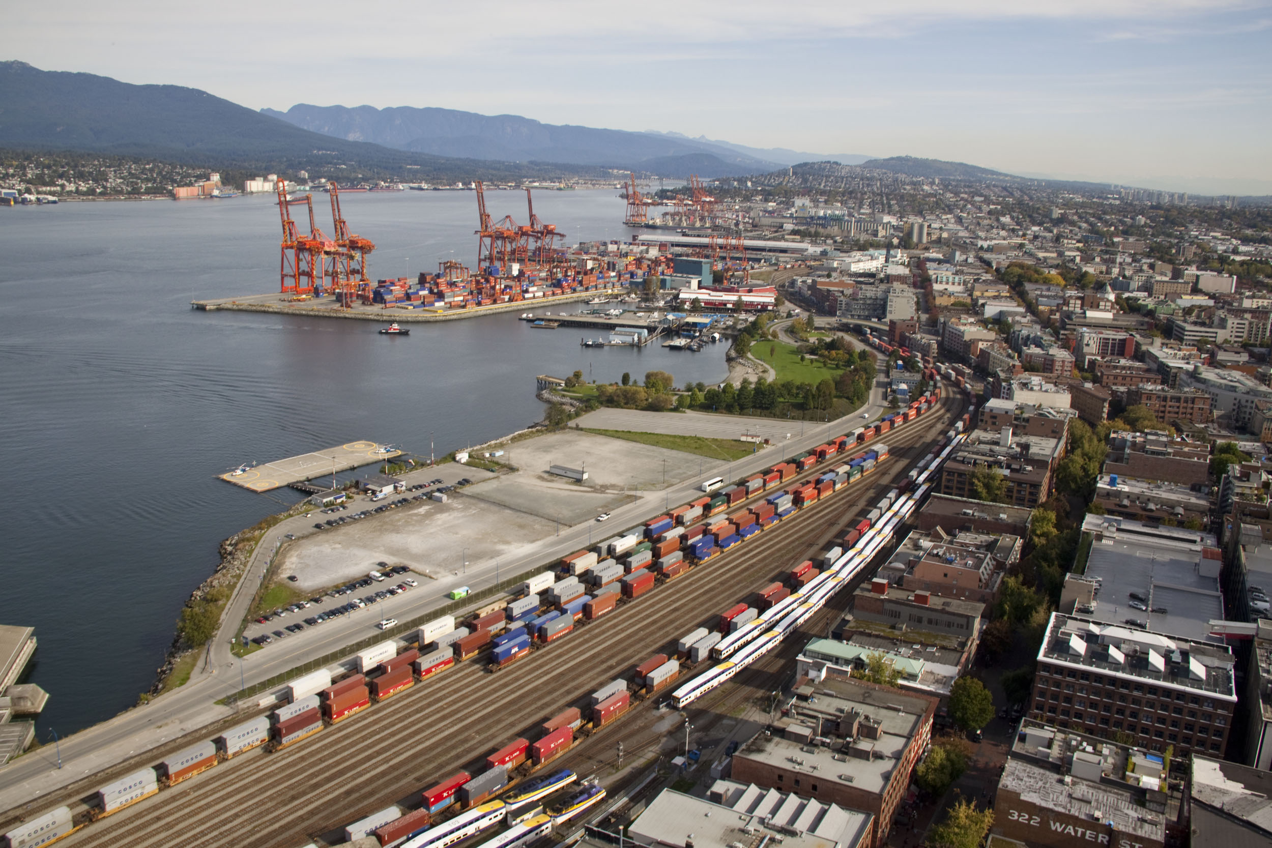 This is a photo of the Oil Derricks and Train Tracks near Vancouver’s port.