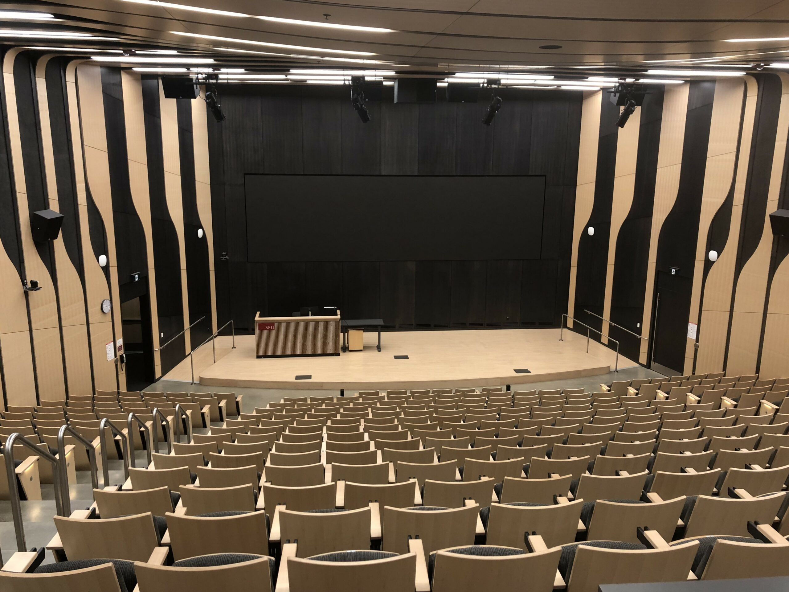 Photo of an empty SFU lecture hall