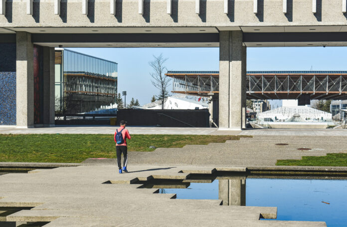 Student leaving campus