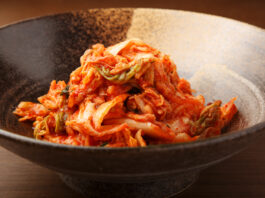 close-up of Kimchi served in a bowl