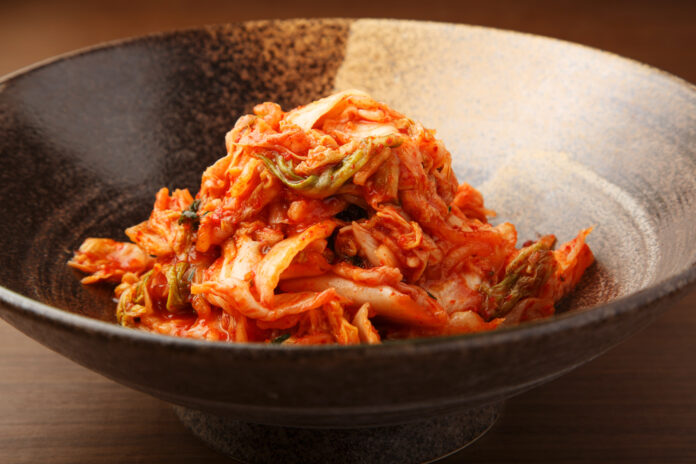 close-up of Kimchi served in a bowl
