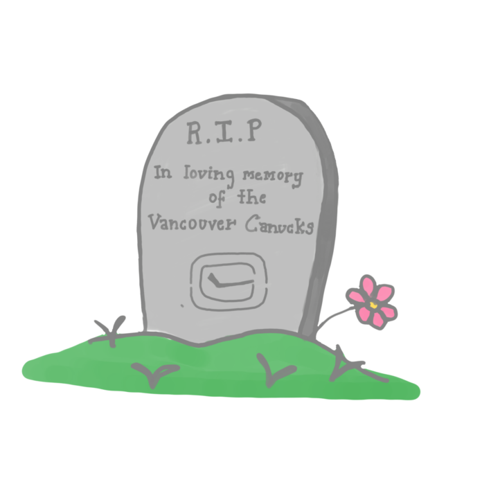 AnanyaSingh-CanucksEulogy Gravestone that reads “RIP In Loving Memory of the Vancouver Canucks.”