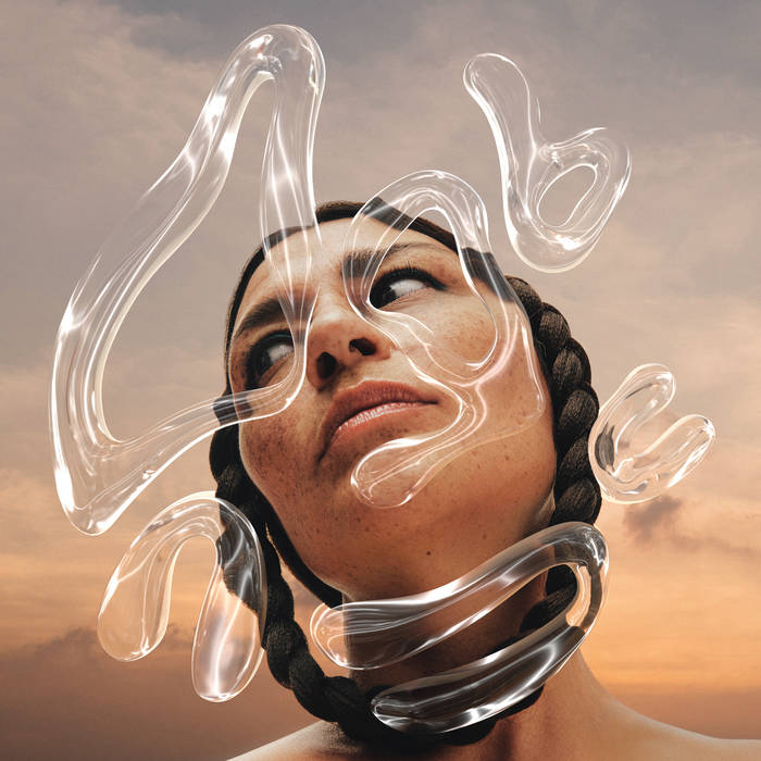 Elisapie: a freckled woman with black braids that wrap together at the base of her neck. Bubble-like letters surround her and sweep over her face.