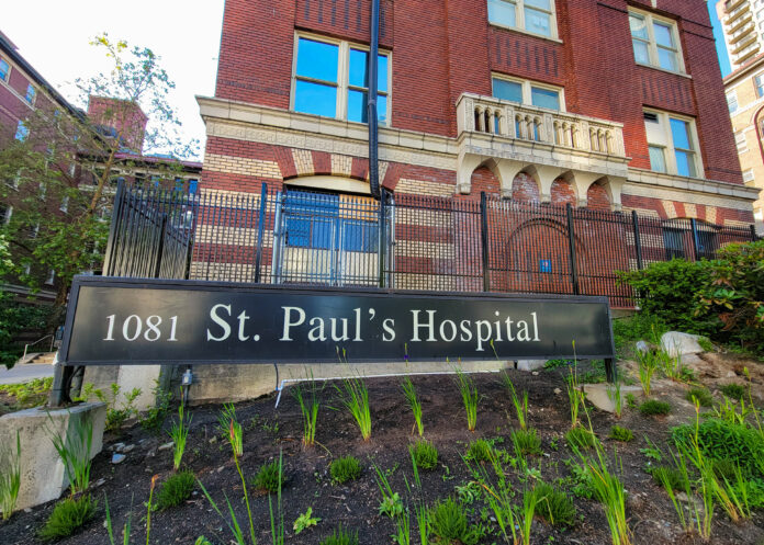 hospital This is a photo of the outside of Saint Paul’s Hospital in Vancouver.