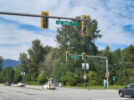 Photo of the sign of Joe Sakic Way in Burnaby.