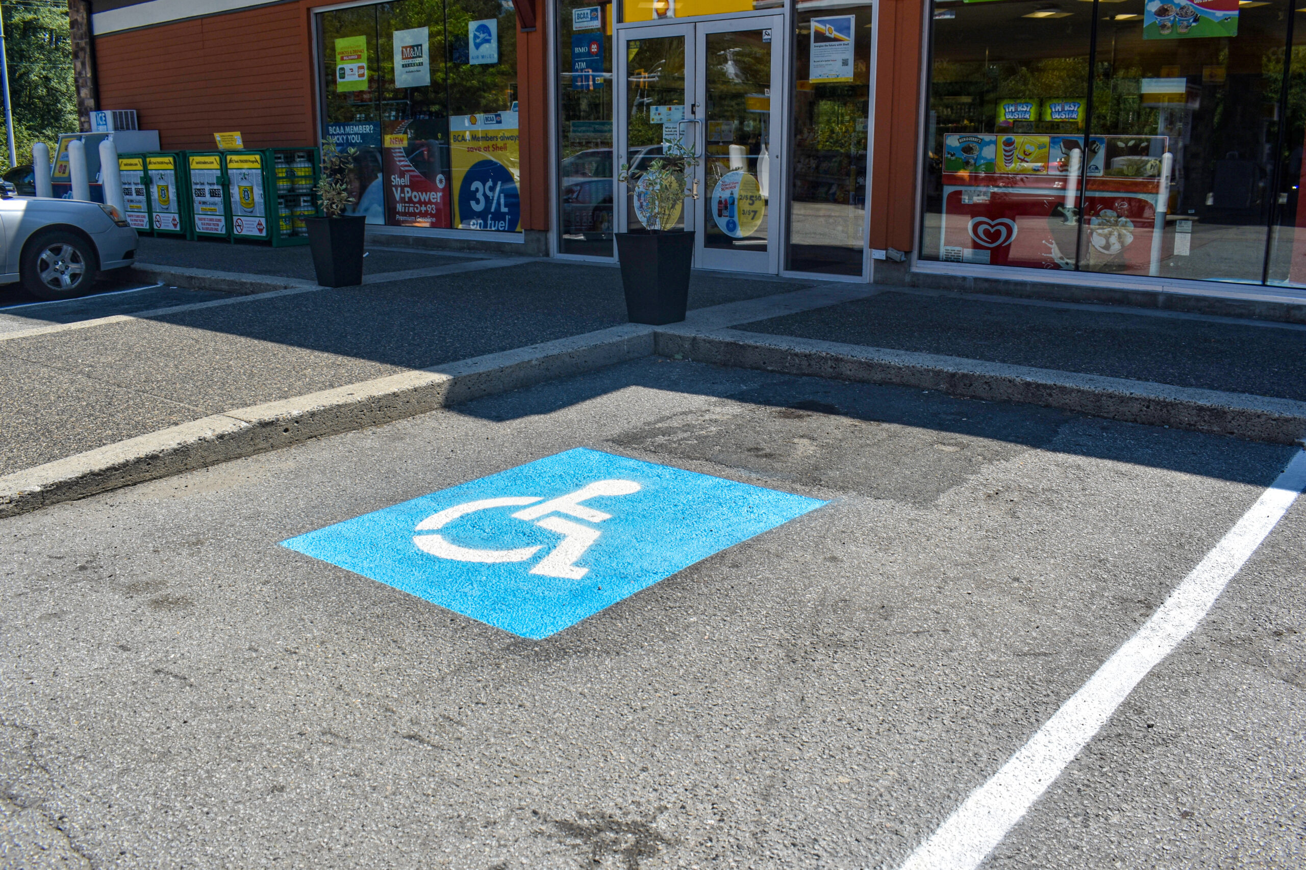 A disabled parking stall.