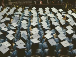 A group of people wearing graduation caps