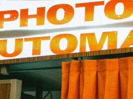 A retro looking photo booth.