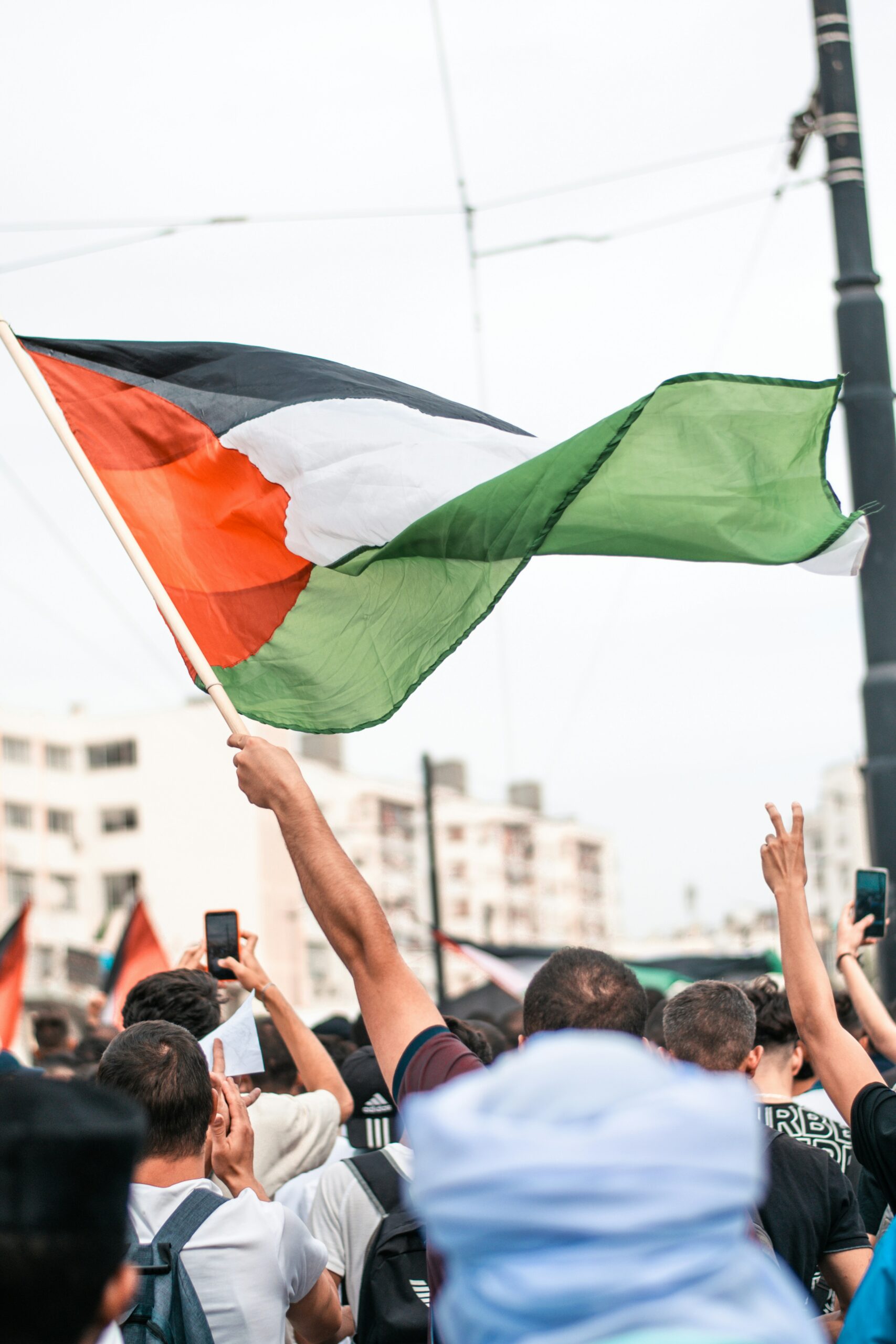 A waving Palestinian flag