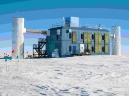 This is a photo of the IceCube Neutrino Observatory in the South Pole