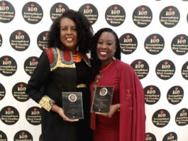 This is a photo of Dr. June Francis and Dr. Yabome Gilpin-Jackson holding their ABC Awards.