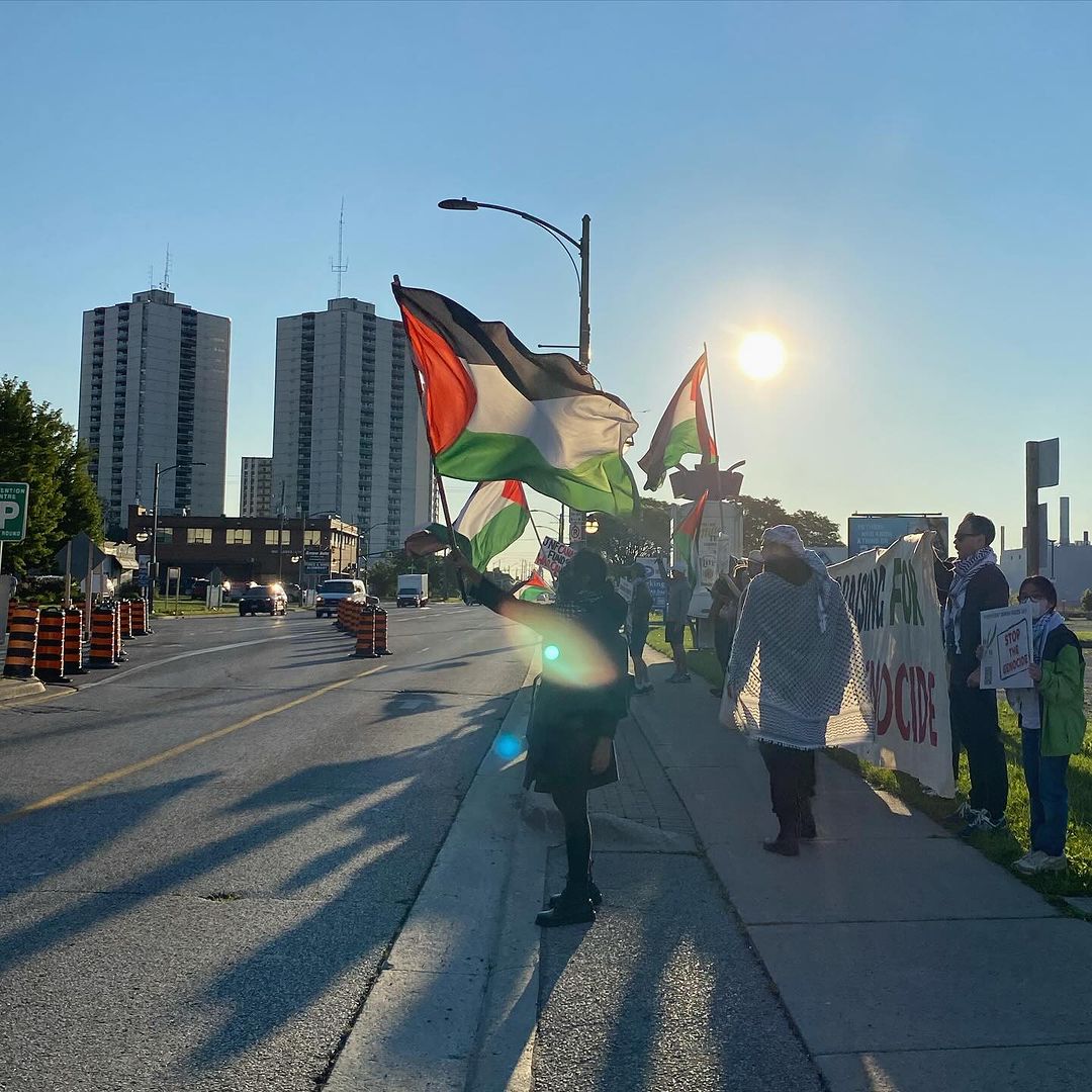 This is a photo of a group of people from Independent Jewish Voices protesting for Palestine.