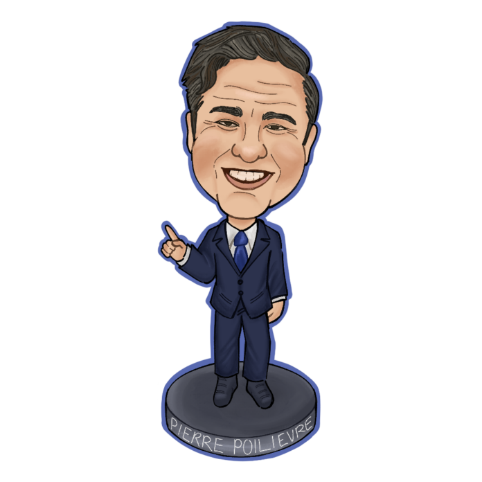 AbigailStreifel-PierrePoilievre this is an illustration of Pierre Poilievre as a silly bobblehead