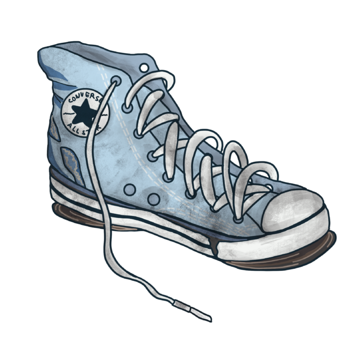 this is an illustration of a really old, breaking-down converse shoe.