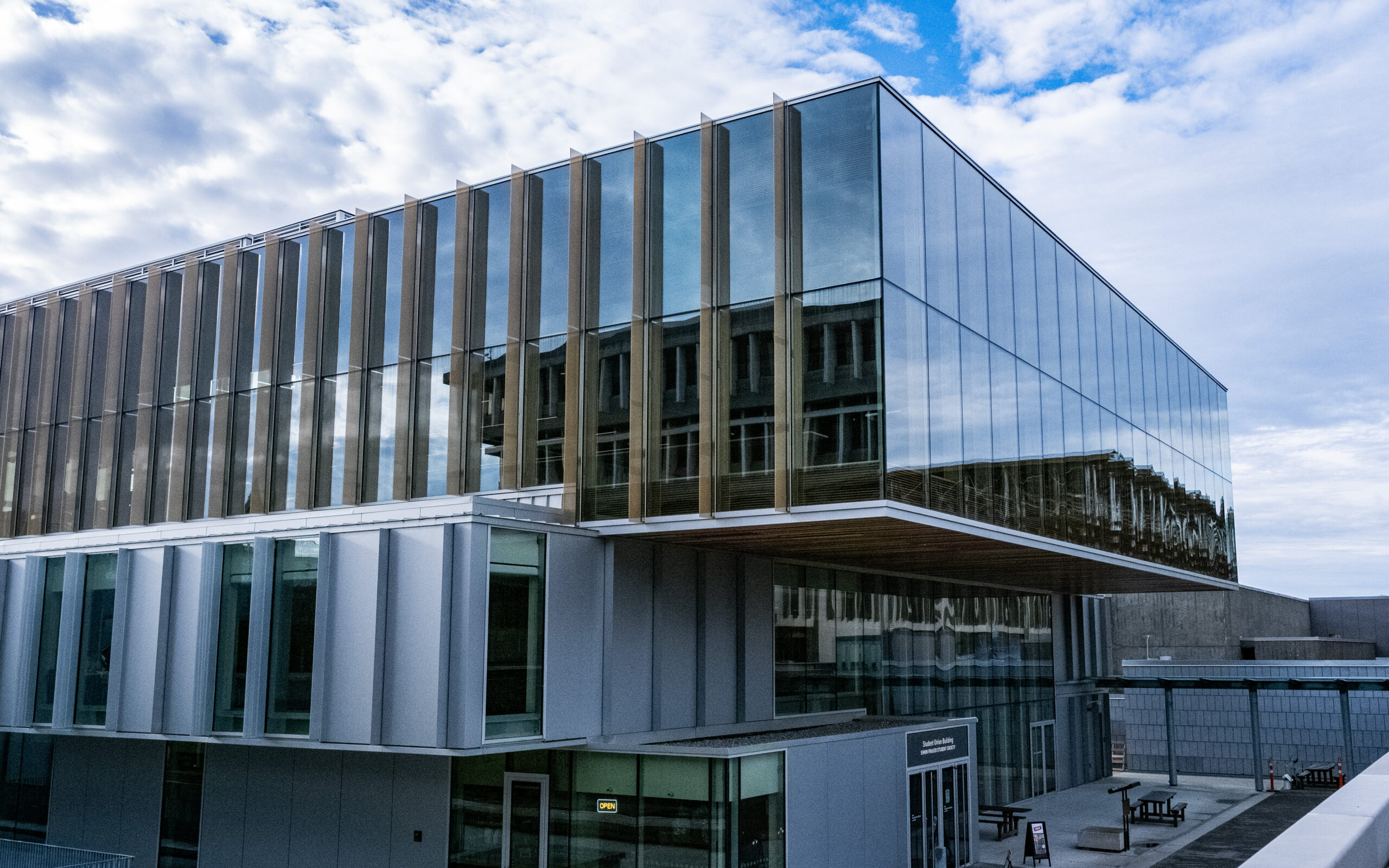 A photo of SFU’s Burnaby campus Student Union Building