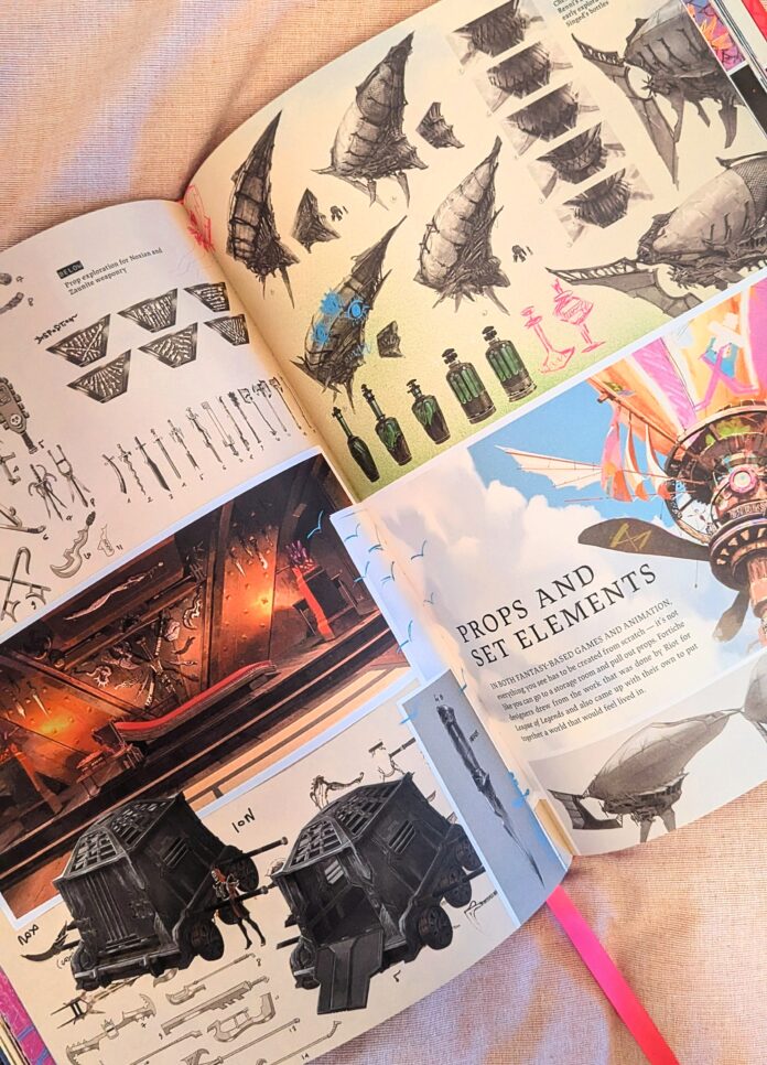 PXL_20250308_005851574~2 this is a photo of a spread from The Art and Making of Arcane, an illustrated art book about the making of the League of Legends show.